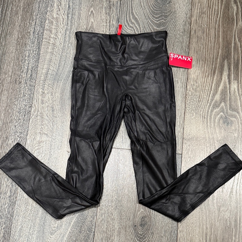 NWT SPANX Faux Leather-Look High-Waist Leggings in Black